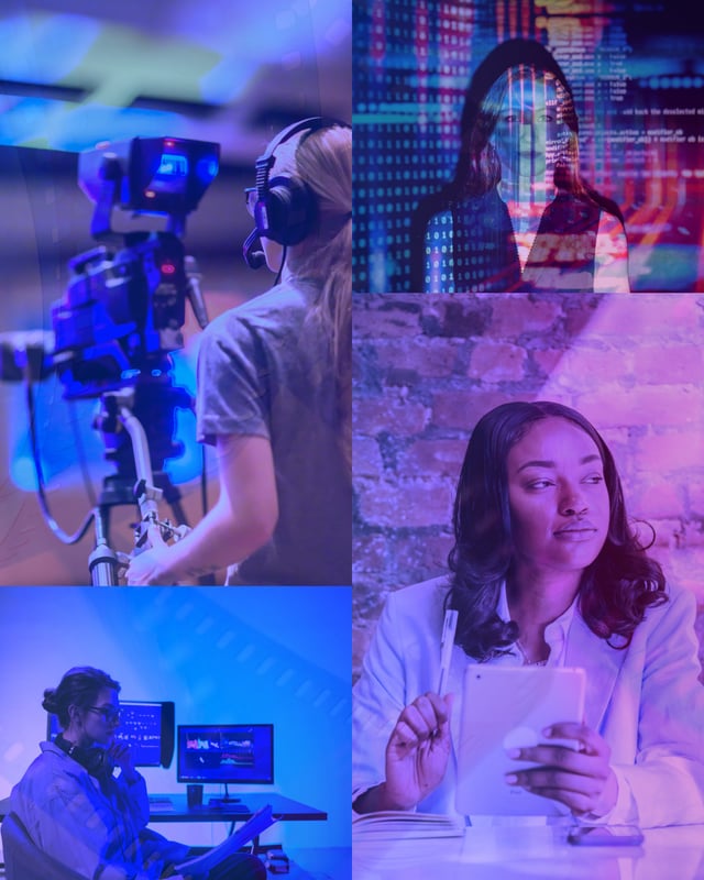 Collage of women in tech and media